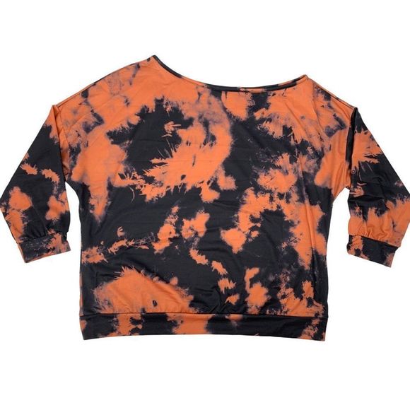 Shein curve XL top one shoulder 1760 sweatshirt Scuba Knit tie dye - Picture 1 of 6